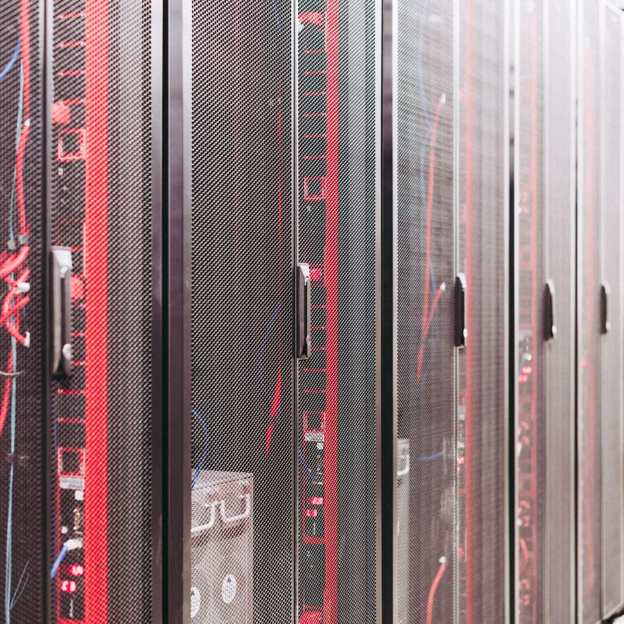 Racks of servers in a data center