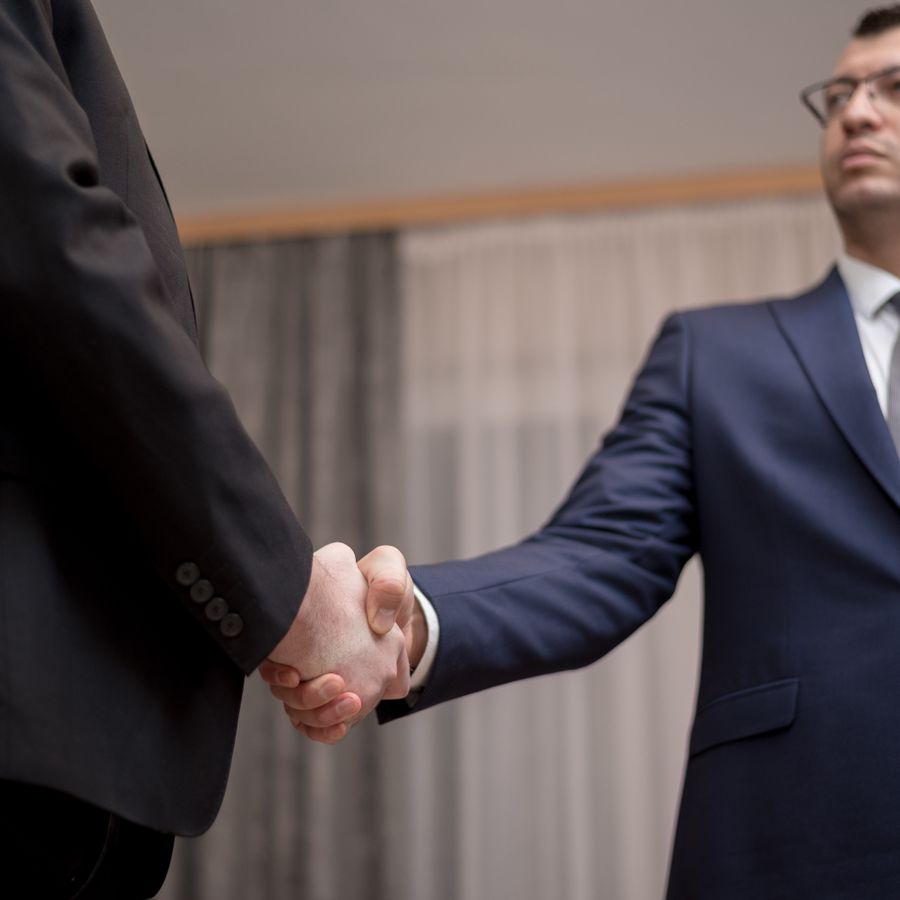 Two business professionals shaking hands